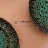 MÄSER Serie Frozen, Geschirr Set aus Keramik für 4 Personen, 16-teiliges Kombiservice mit organischen Formen, farblich gesprenkeltes Service, Steinzeug, Blau
