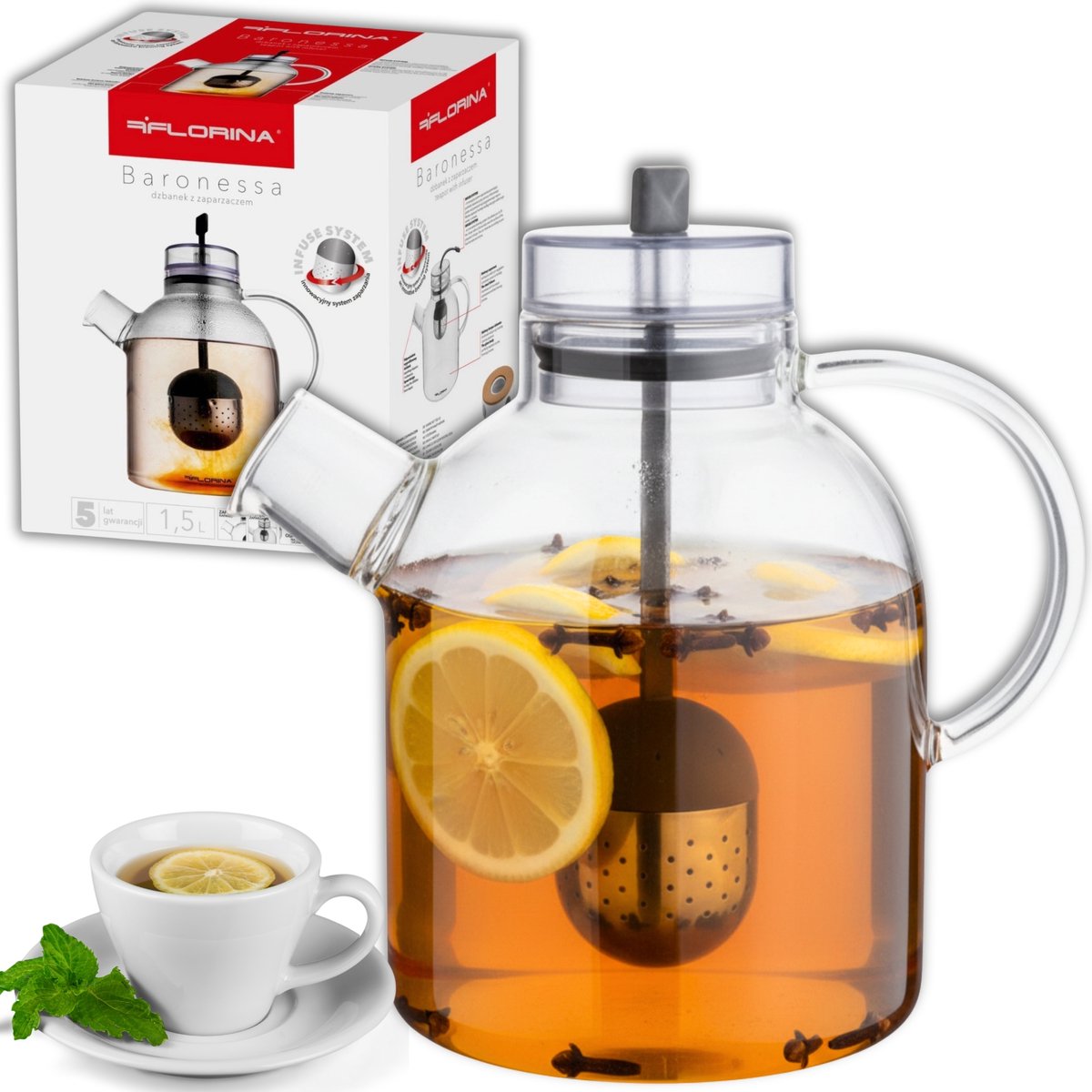 Florina Baronessa Glazen Theepot met Infuser - 1.5L
