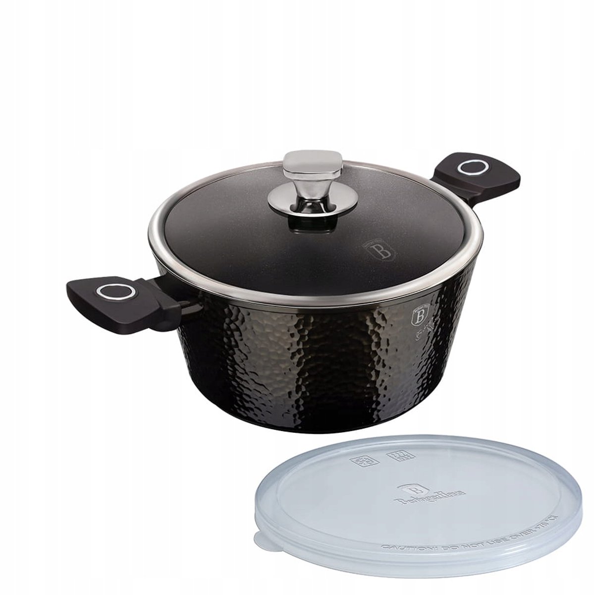 Giet-aluminium pan met deksel 28cm, 6.1L, Titan-coating, Zwart