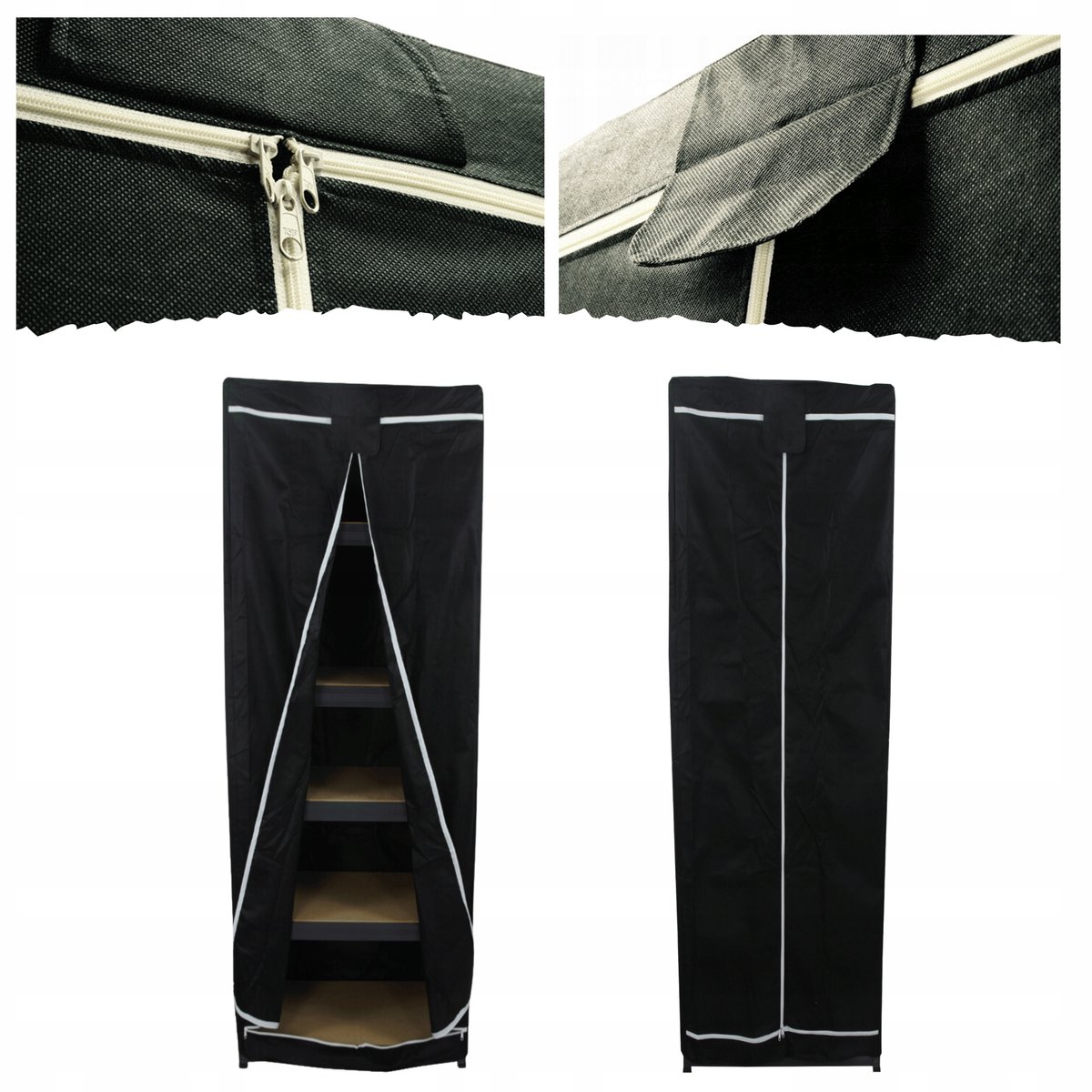 Zwarte Beschermhoes voor Rek 196x40x40cm - Duurzaam en Ademend