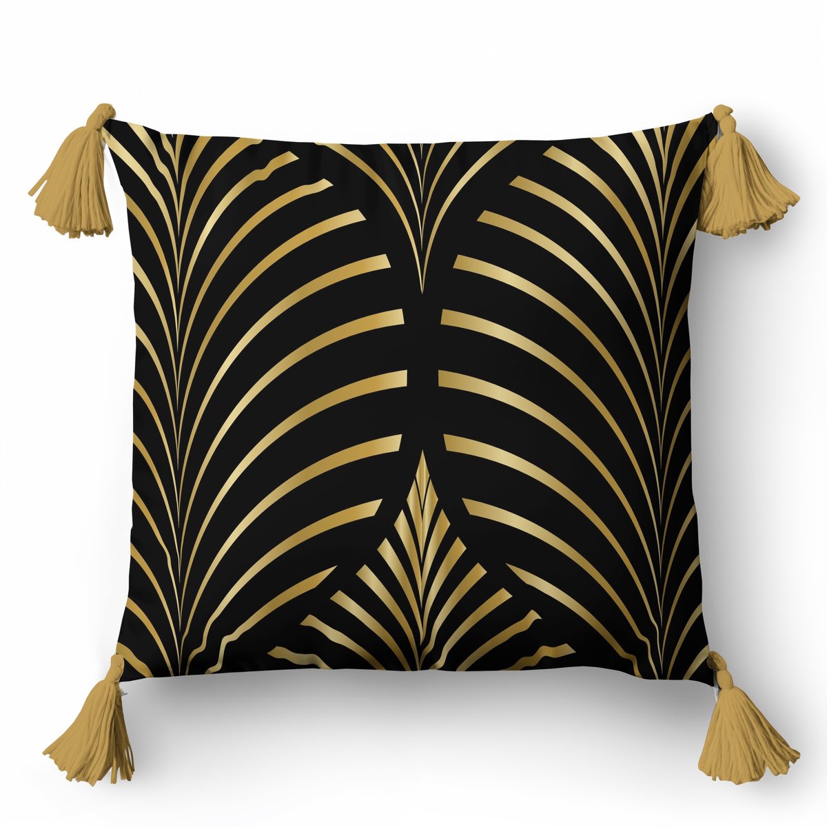 Decoratieve kussensloop 45x45 cm met gouden print en franjes