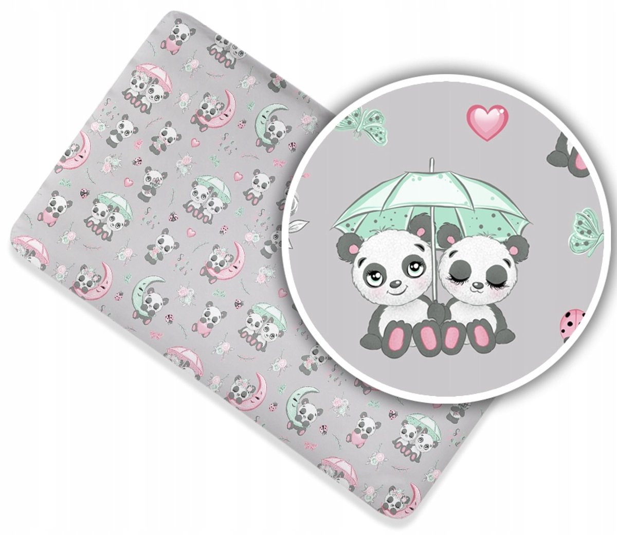 Hoeslaken Katoen 90x50cm met Elastiek - Panda met Paraplu