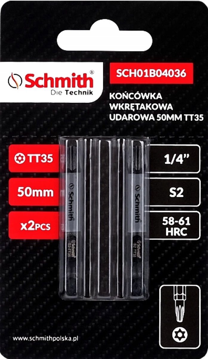Schmith Torx TT35 Slagmoerbit 50mm Magnetisch - Set van 2