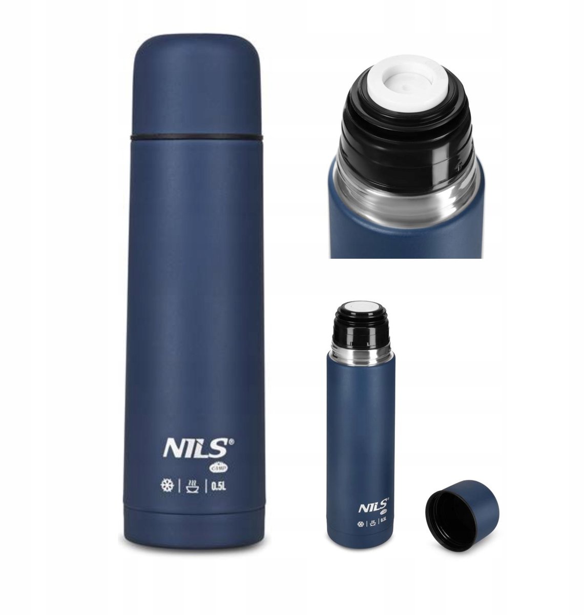 Nils Camp NC3803 Thermos 0.5L Blauw - RVS, Lekvrij, Ideaal voor Onderweg