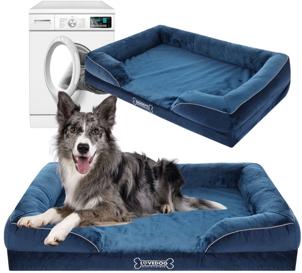 Ortho Hondenkussen L 90x60cm Blauw - Waterdicht & Comfortabel