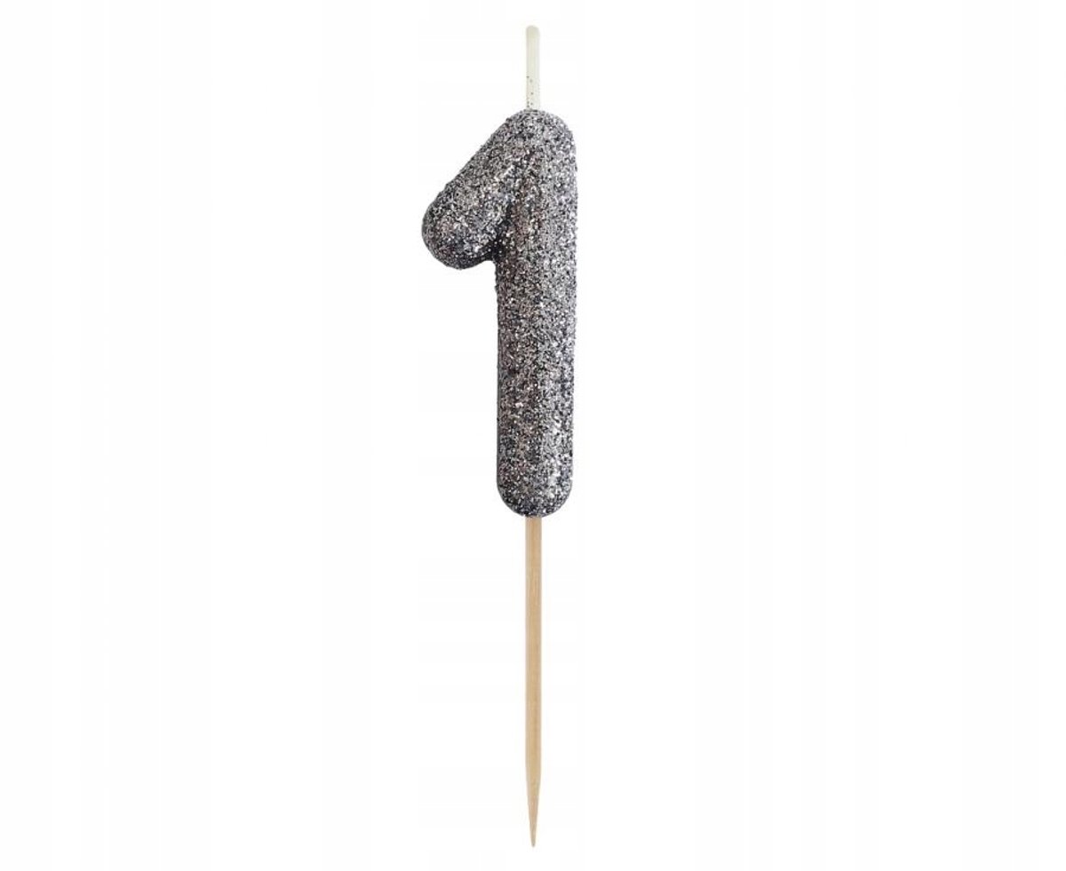 Zwarte glitterkaarsfiguren 1 - 9,5 cm