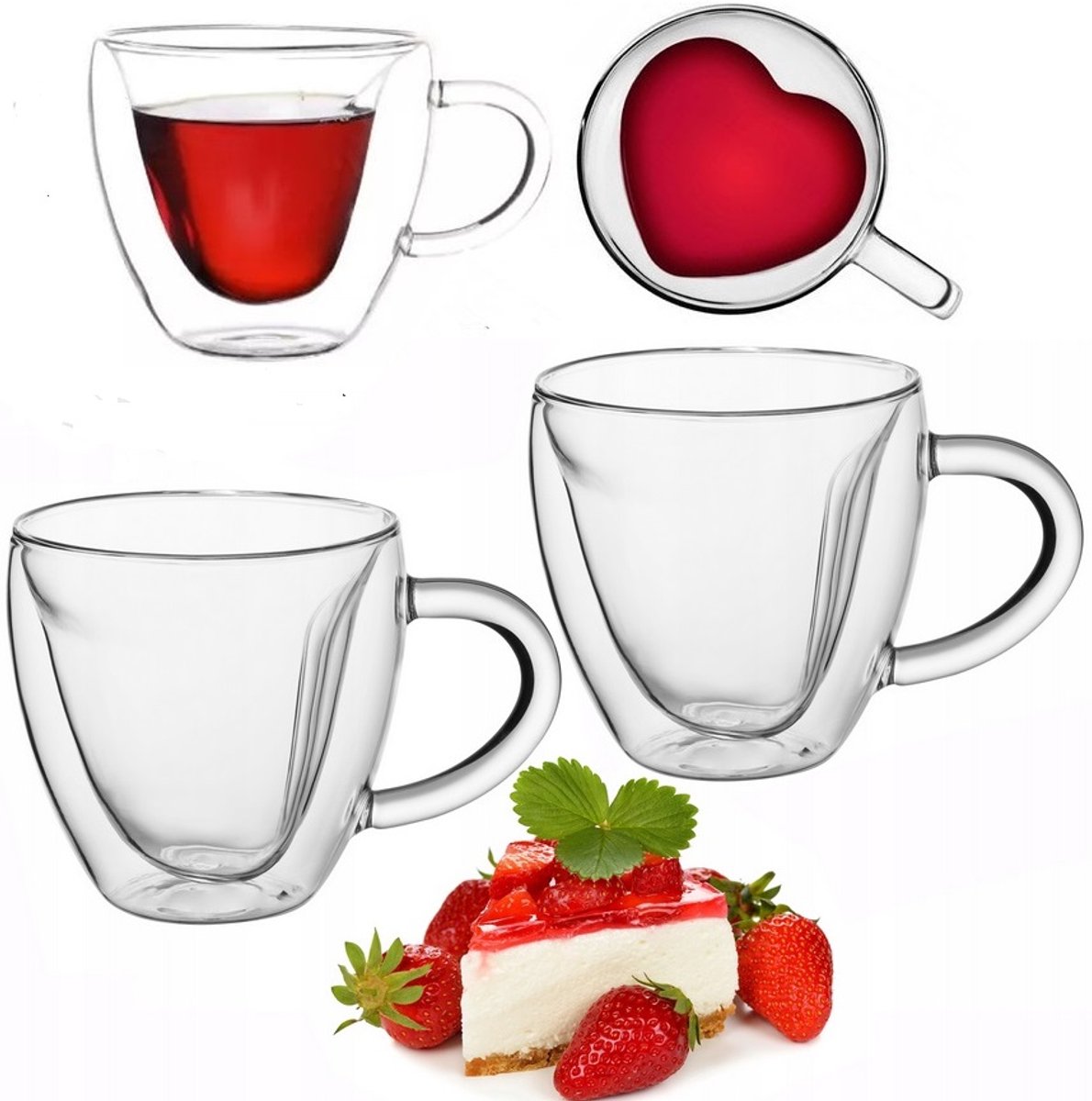 Set van 2 Thermische Glazen met Hartjes - 250ml