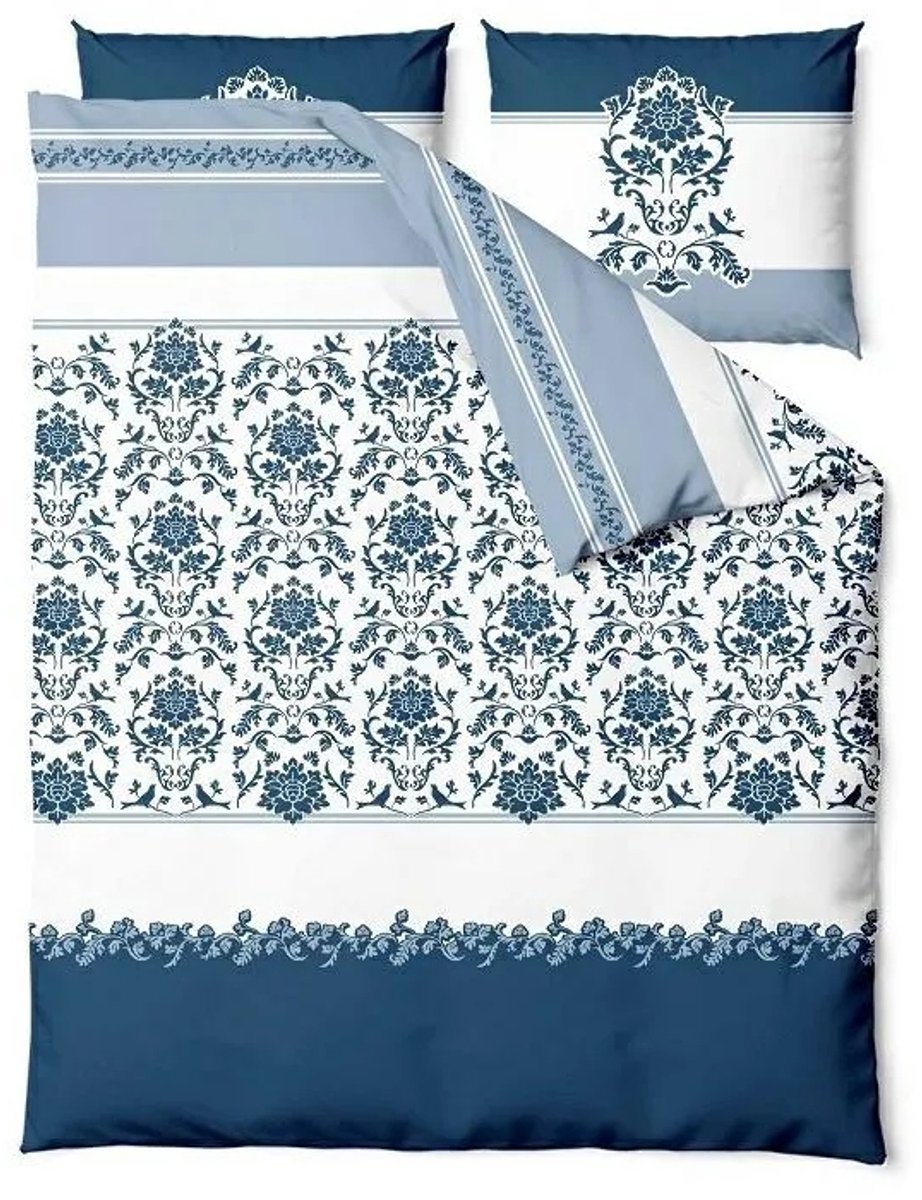 ZARATEX Platinum CELESTIAL satijn beddengoed 160x200 wit/navy