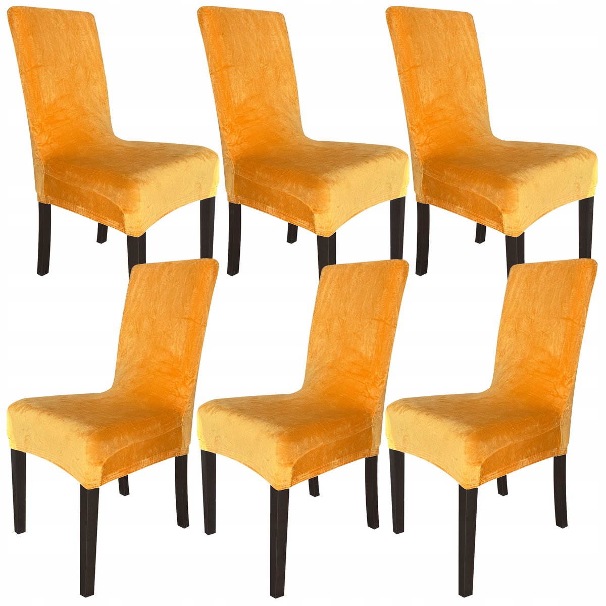 Universele Velours Stoelhoes - Mosterdgel - 6 Stuks