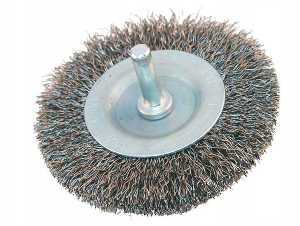 Schijfborstel voor boormachine, 65mm, 6mm schacht, staaldraad