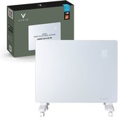 Varin® Smart Design Elektrische kachel - 1500 Watt - 65x55cm - Helder wit glas - IP24 - Met thermostaat - Wandmontage of verrijd - Elektrische verwarming badkamer - Convectorkachel electrisch - Electrische kachels voor binnen - Elektrisch - Tuya Wifi