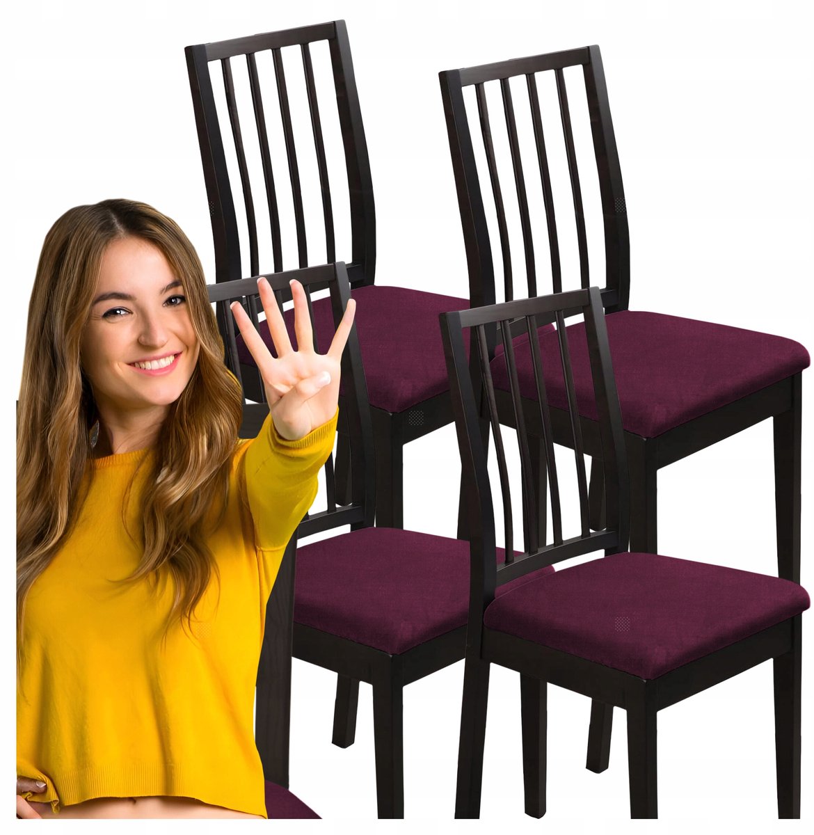 4x Luxe Velours Stoelhoes Zitting - Elastisch & Duurzaam