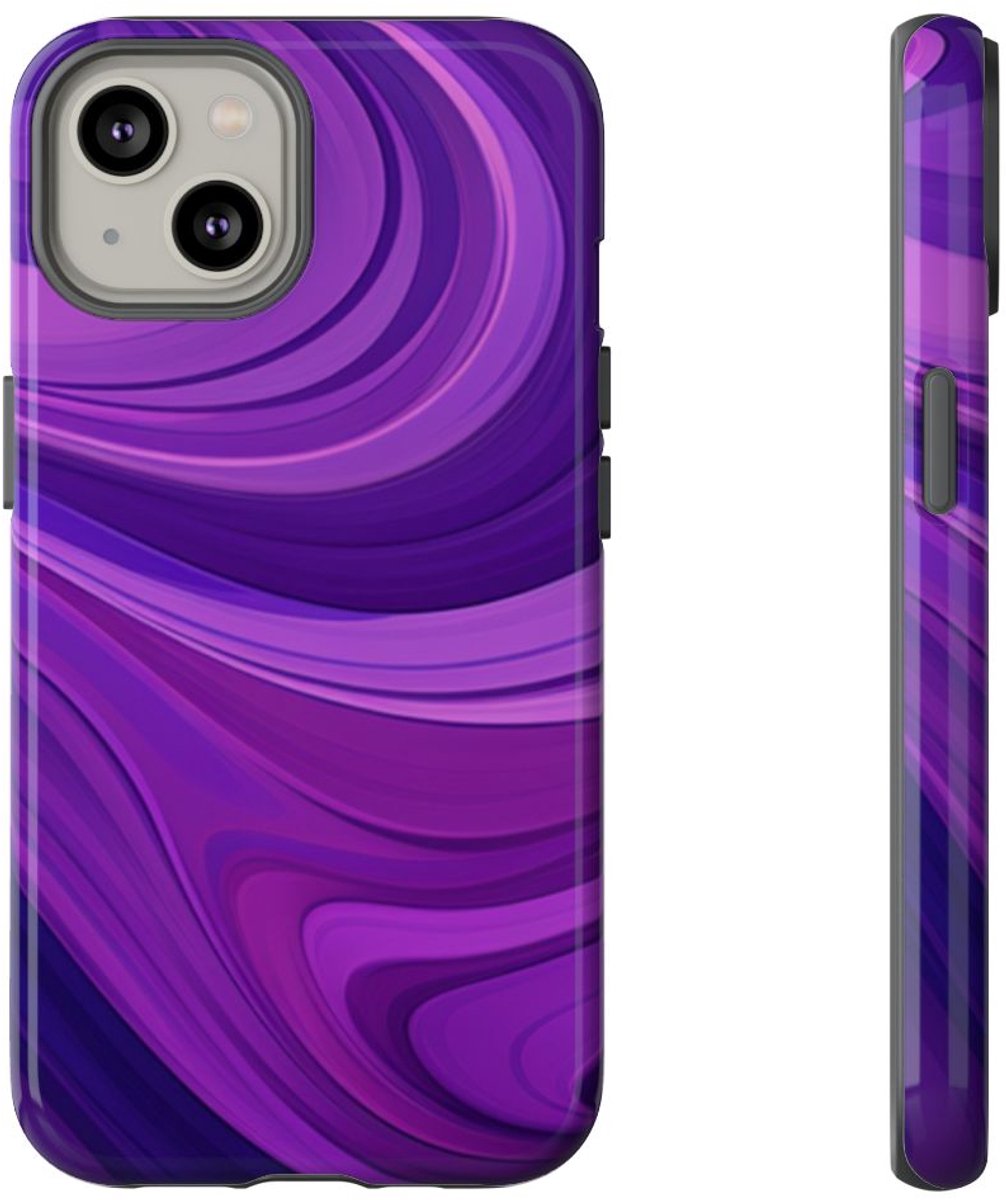 Paars Golvend Abstract Patroon – Telefoonhoesje Geschikt voor iPhone 14