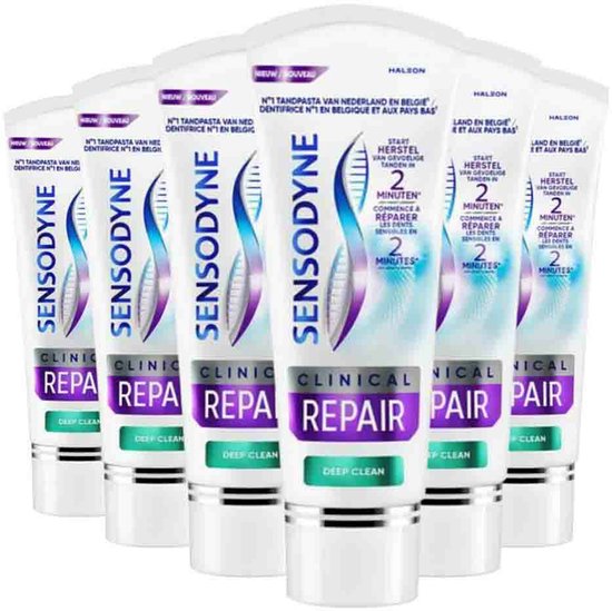 Zes tubes Sensodyne tandpasta, Clinical Repair, Deep Clean.