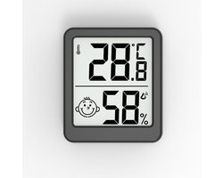 Zeer nauwkeurige digitale thermometer, binnenthermometer, hygrometer, vochtigheidsindicator met groot scherm en thermometer, perfect voor het bewaken van huizen en babykamers, zwart