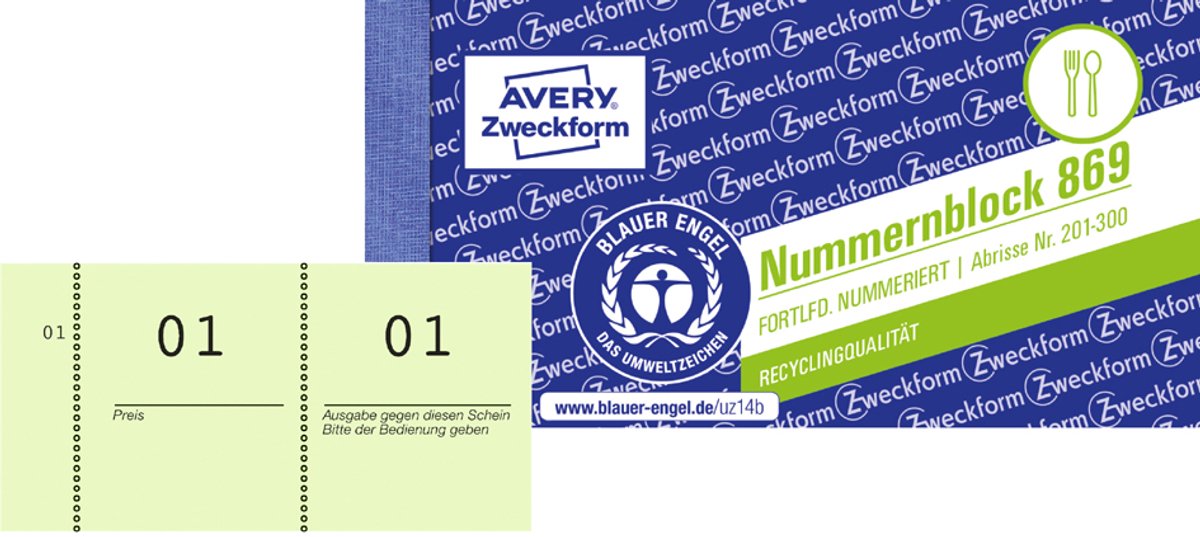 Nummernotitieboekje 1 - 1000, 105 x 53 mm, groen