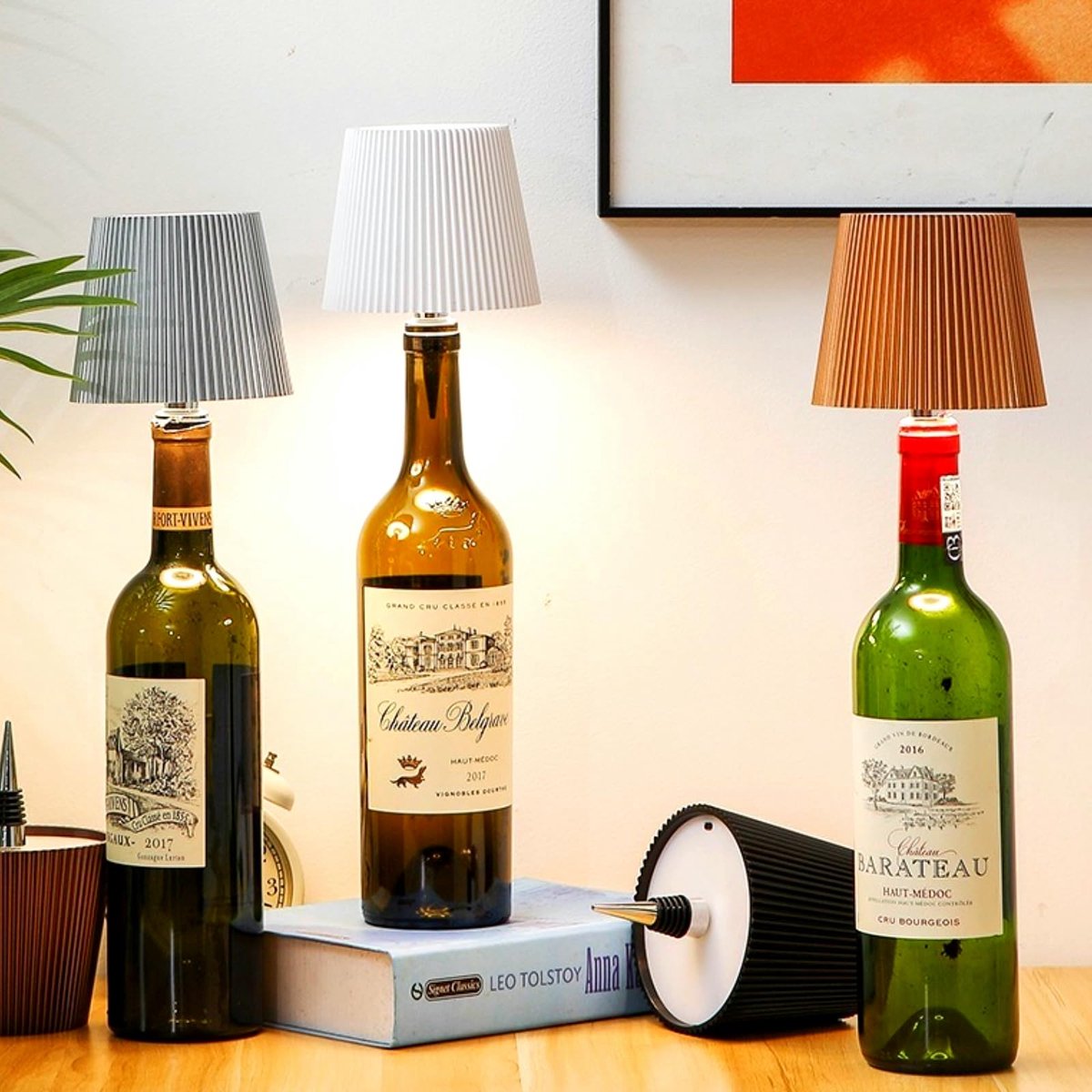 Draadloze Flessenlamp, 3 Kleuren Traploze Dimmer Draadloze Flessenlamp, 3 Kleuren Traploze Dimmer