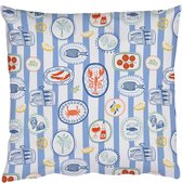 Coussins décoratifs - Coussins Salon - 40x40 cm - Mer - Ambiance - Homard - Huître