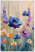 Poster de jardin 60x90 cm - Décoration de jardin Estival - Fleurs sauvages - Coups de pinceau - Poster pour le jardin - Décoration extérieure - Palissade tableau de jardin - Toile de jardin décoration murale - Décoration de balcon