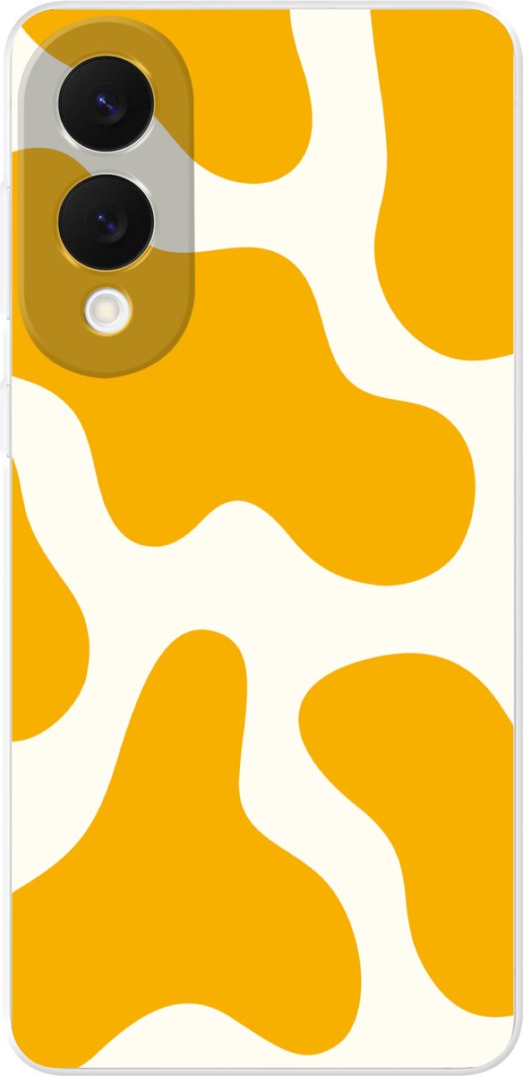 Telefoonhoesje Geschikt voor Samsung Galaxy S25 Edge hoesje - Vlekken patroon - Wit - Geel - Minimalistisch - Siliconen Telefoonhoesje Telefoonhoesje