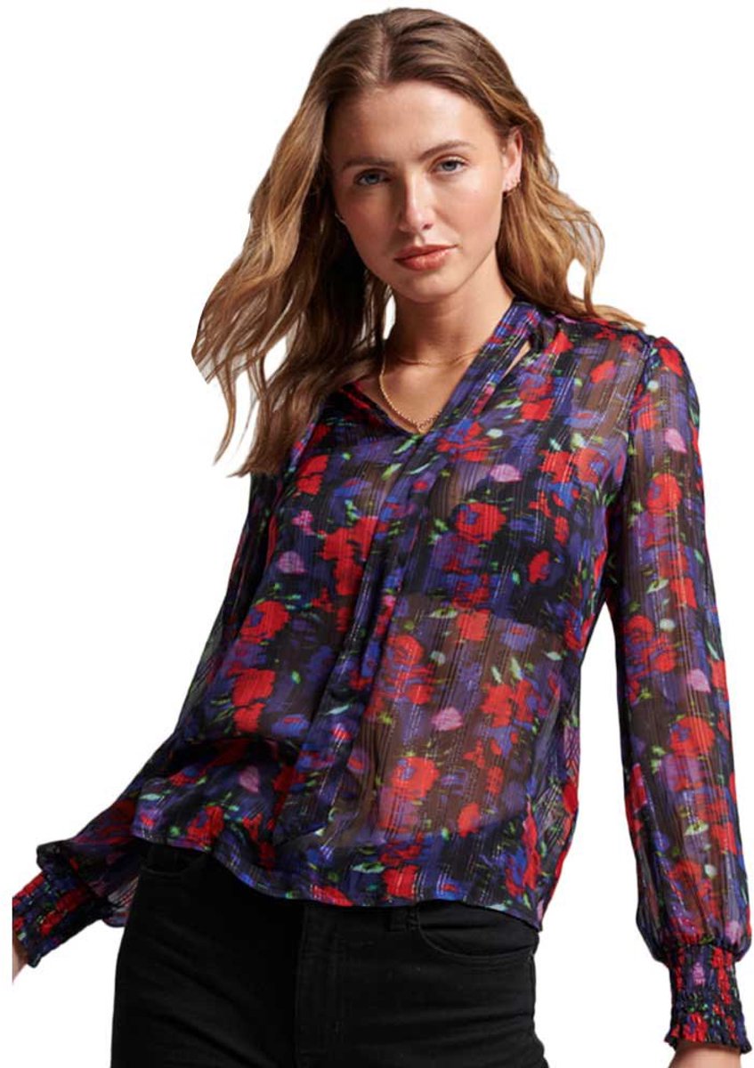 Superdry Chiffon Studios topje Dames Tops Marineblauw