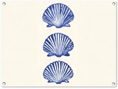 Affiche de jardin 80x60 cm - Décoration de jardin Coquillages - Blauw - Motif - Affiche pour le jardin - Décoration extérieure - Tableau de jardin clôture - Décoration murale sur toile de jardin - Décoration murale sur toile de balcon