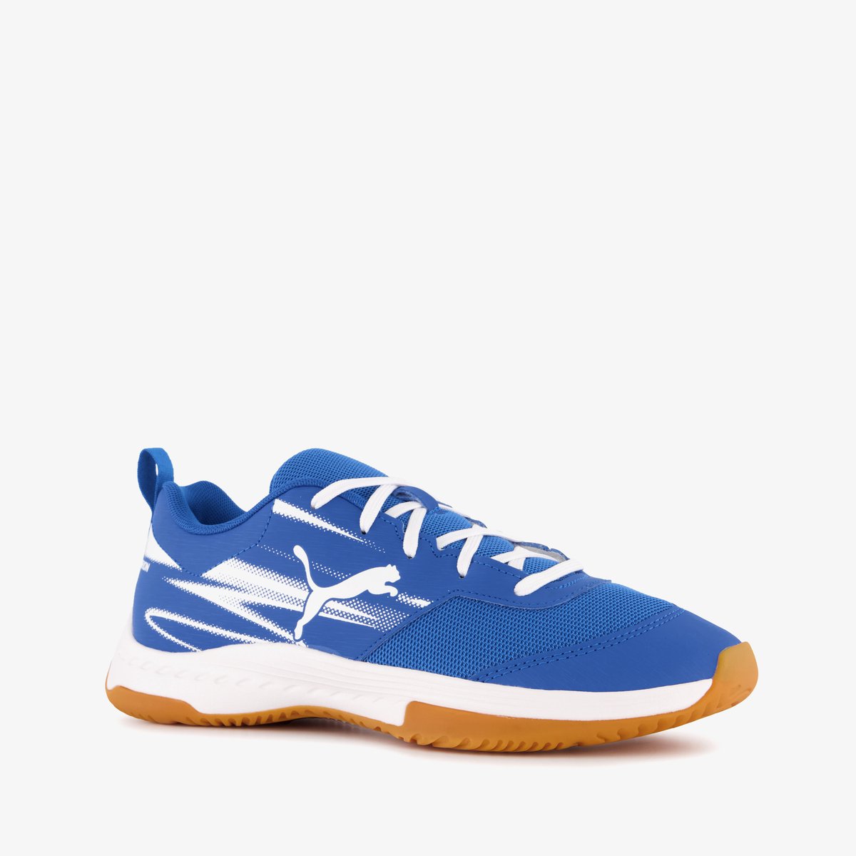 Blauwe Puma Varion II IC voetbalschoenen voor kinderen, maat 33, met ademend mesh en rubberen non-marking zool.