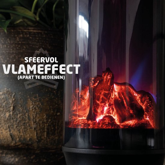 BREND BR-2222 Tour de Chauffage Électrique avec Flammes - Cheminée Décorative Autoportante - Fonction Ventilateur, Oscillation et Thermostat 18 à 45 °C - Zwart