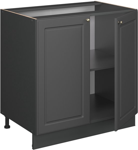 Meuble sous-vasque Vicco Fame- Line - 80 cm avec étagère, sans plan de travail Anthracite- Or Landhaus