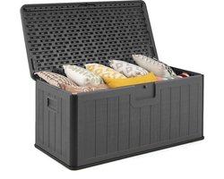 COSTWAY Tuinbox, 378 liter, waterdicht, voor tuin met afsluitbaar deksel, opbergdoos voor kussens en tuingereedschap, kussenbox outdoor, voor terras, balkon, tuin (grijs)