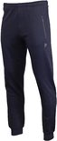 Donkere joggingbroek met logo en ritszak op de zijkant.