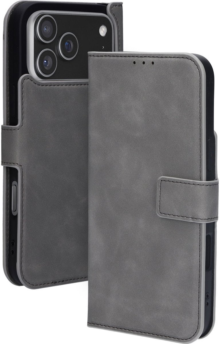 Mobiparts hoesje geschikt voor Apple iPhone 17 Pro Max Apple iPhone 18 Pro Max - Wallet/Boekhoesje - Eco Leer - Magneet Sluiting - Opberg vakken - Grijs