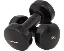 Tunturi Dumbbell set - 2 x 5,0 kg - Vinyl - Zwart - Incl. gratis fitness app