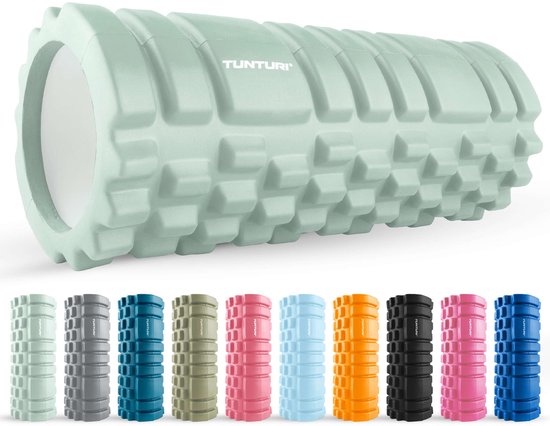 Tunturi Yoga Grid Foam Roller - Massage Roller - Foamroller - Fitness Roller - Mint - 33cm - Incl. gratis fitness app