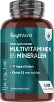 WeightWorld Multivitaminen tabletten - 27 essentiële vitamines en mineralen - 400 multivitamine tabletten voor 1 jaar voorraad - Met Vitamine C, D, B12, Magnesium, Zink en Calcium