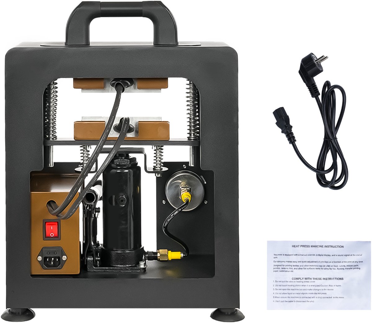 Creatorally Manuele Hydraulische Persmachine - 5 Ton - 700W - Dubbel Verwarmingsplaat Hars Extractiemachine - Oliepers – Kookolie Pers – Notenolie Maker – Zadenpers