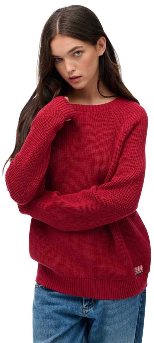 Superdry Relaxed Ribbed Gebreide Trui Dames Sweaters Rood