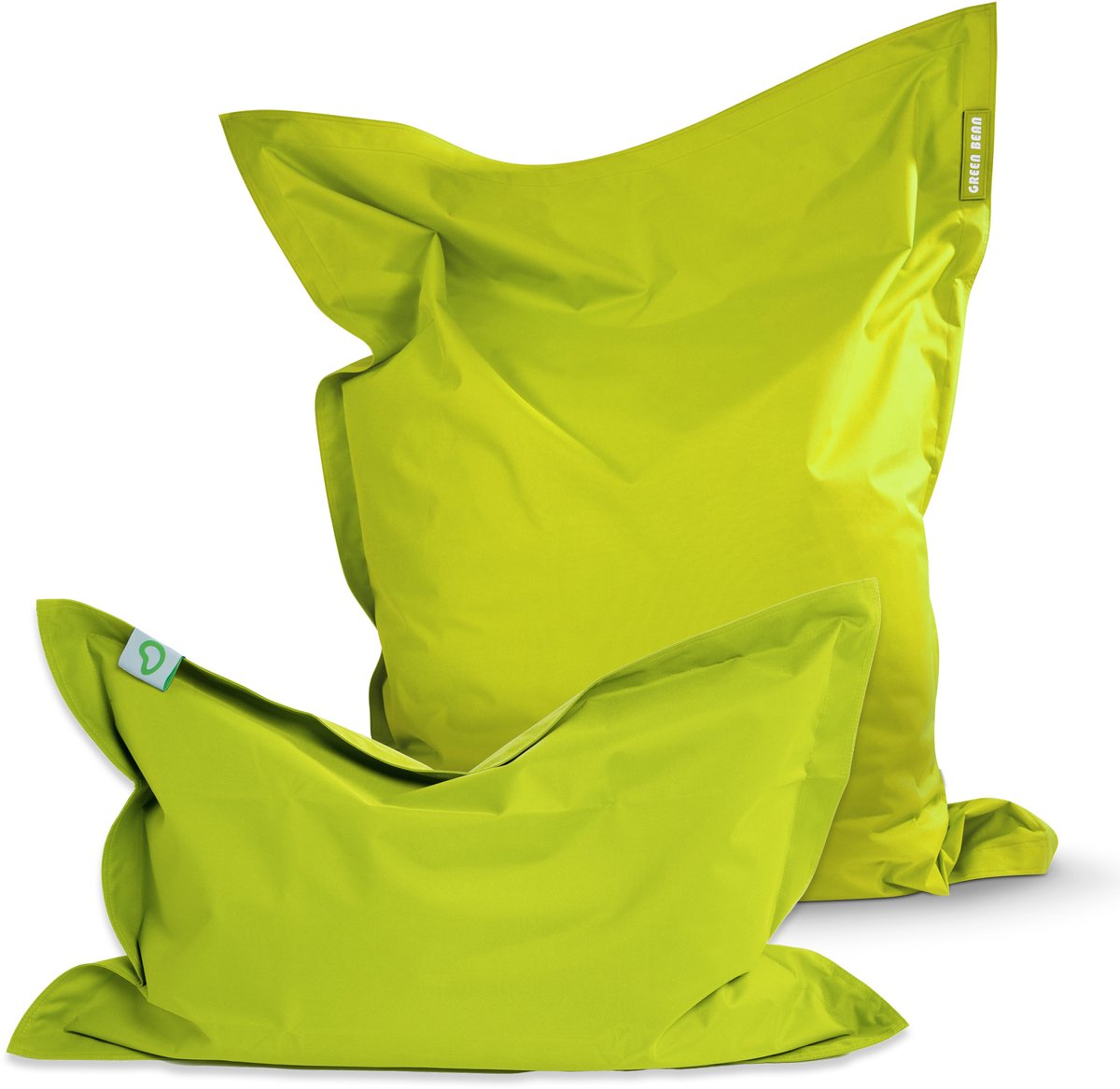 Green Bean® Square XXL zitzakken + BeBi zitzak - met EPS-korrelvulling en wasbare, afneembare hoes voor kinderen en volwassenen - Lichtgroen