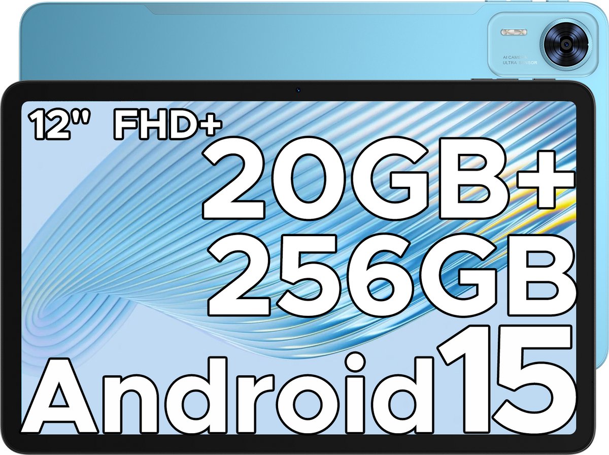DOOGEE T36 -Android 15 -tablet -32 GB RAM + 256 GB ROM-8800 mAh -4G LTE- Octa Core-12 inch 90 Hz-BT 5.0 -13 MP camera - FaceID - dubbele speakers-Blauw