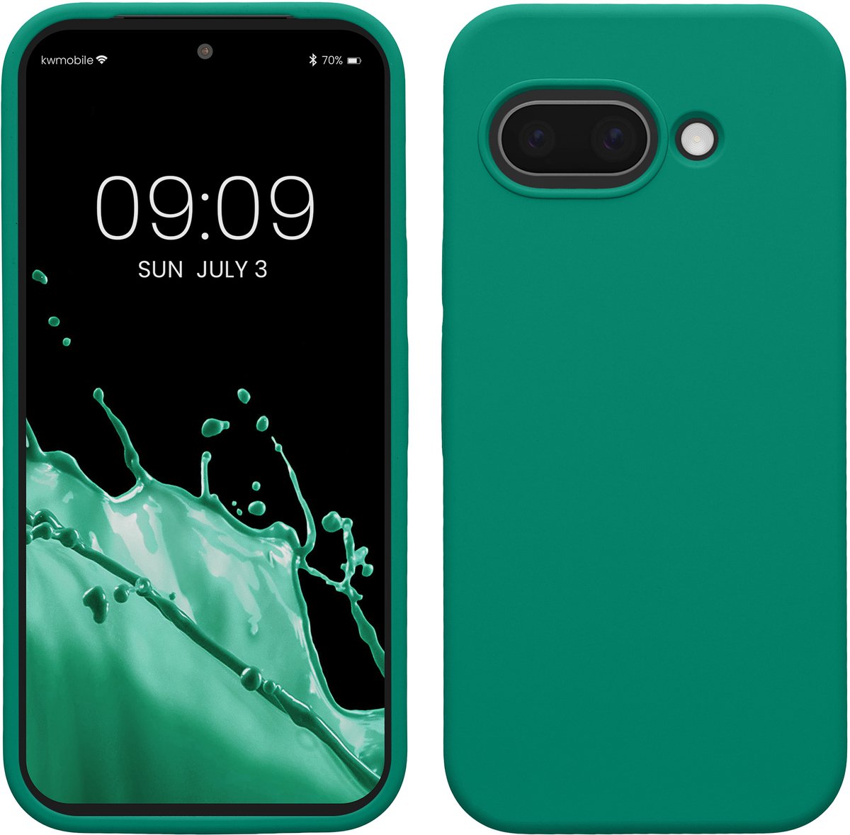 kwmobile telefoonhoesje geschikt voor Google Pixel 9a - Hoesje met siliconen coating - Smartphone case in smaragdgroen