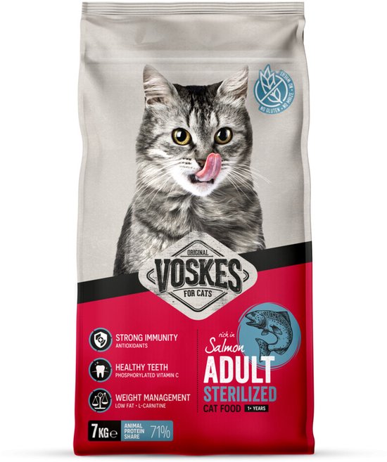 Voskes Kattenbrokken Sterilized Adult Zalm 7 kg