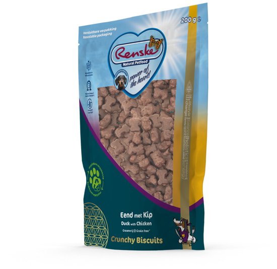 Renske Gezonde Beloning Crunchy Hondensnack Eend & Kip - 6 x 200 gr - Voordeelverpakking