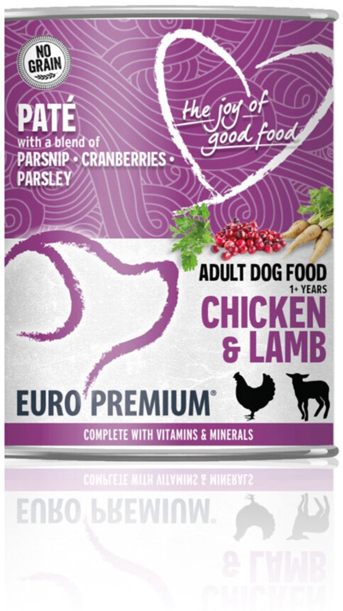 Euro-Premium Paté Adult Hondenvoer Nat Chicken & Lamb - 6 x 400 gr - Voordeelverpakking
