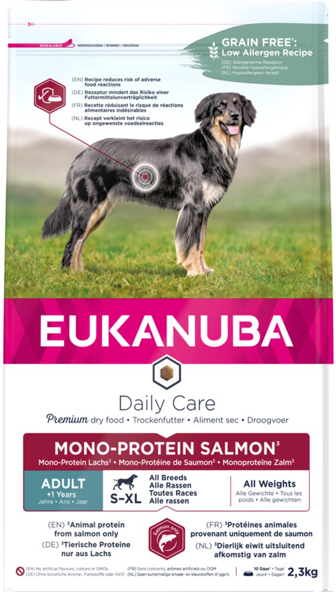 Eukanuba Hondenvoer Droog Adult Mono Proteïne Zalm - 3 x 2,3 kg - Voordeelverpakking