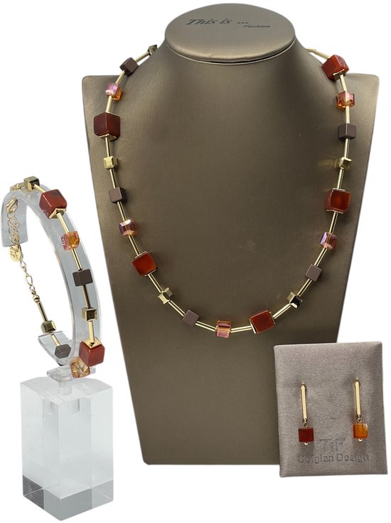 TIF - Bijoux - Parure pour femme - Collier - 45cm - Boucles d’oreilles - Bracelet - 20cm - Argent