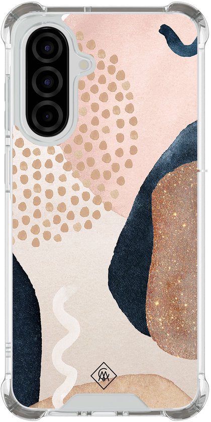 Coque - Compatible avec Samsung Galaxy A56 - Motifs abstraits - Coque antichoc - Extra résistante - TPU/polycarbonate - Marron/beige, Transparent