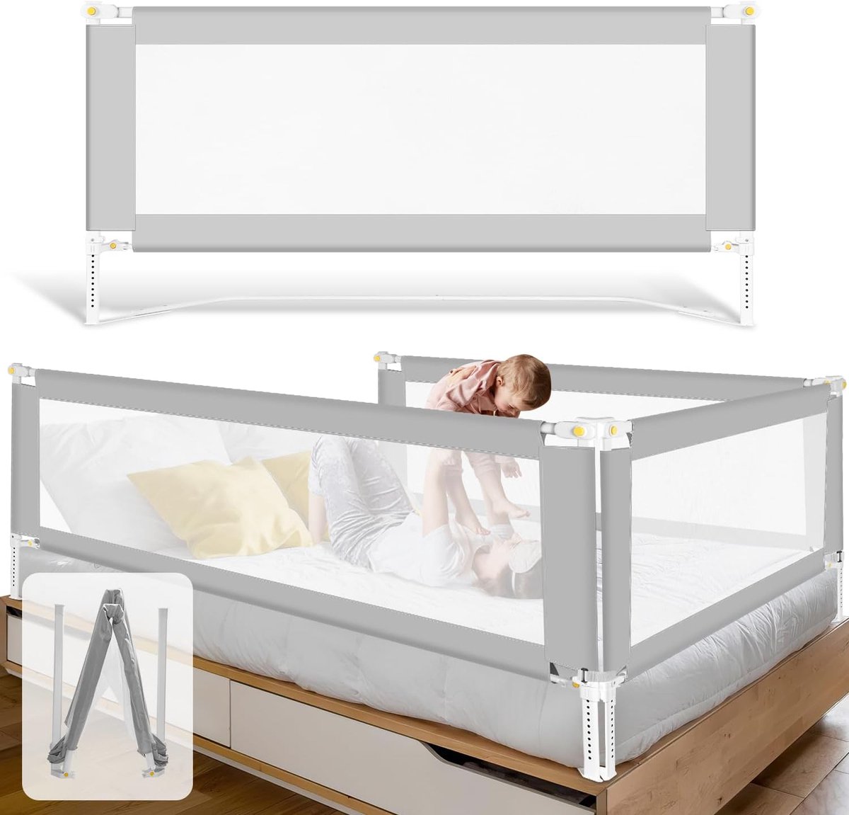 Solacis Opblaasbare bedrand - Bedhekje - Bedrand - Bedrand baby - Bedbeveiliging - Uitvalbescherming - Bedrail - Must have voor in uw bed!