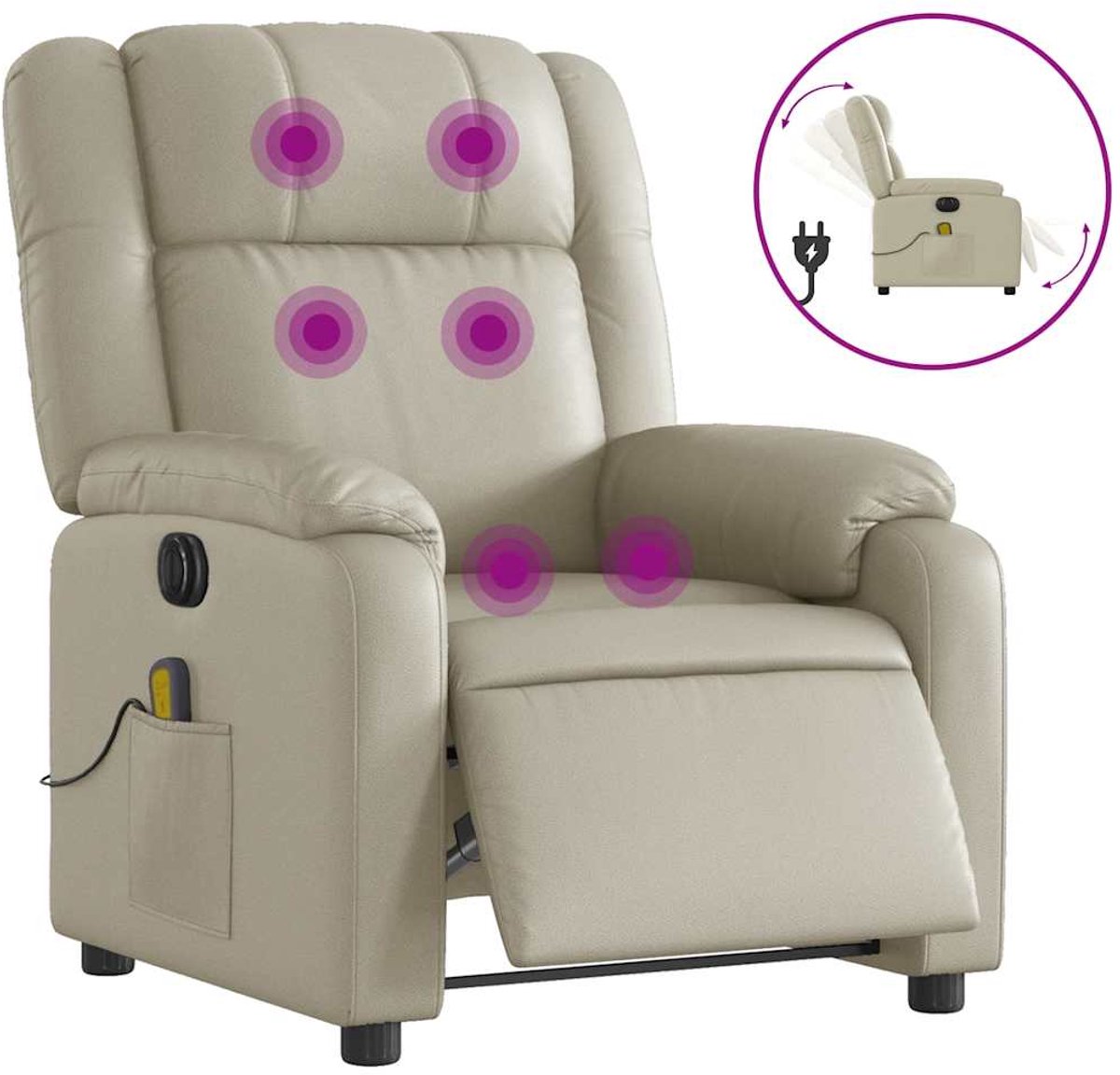 vidaXL Massagestoel - verstelbaar - elektrisch - kunstleer - crèmekleurig