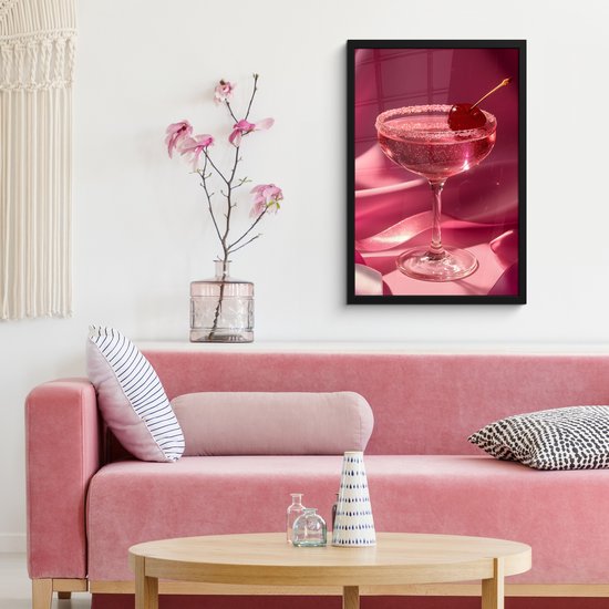Affiche encadrée - Cadre photo 40x60 cm - Posters - Cocktail - Pink - Luxe - Cadre affiche noir - Décoration - Décoration murale salon - Décoration murale chambre