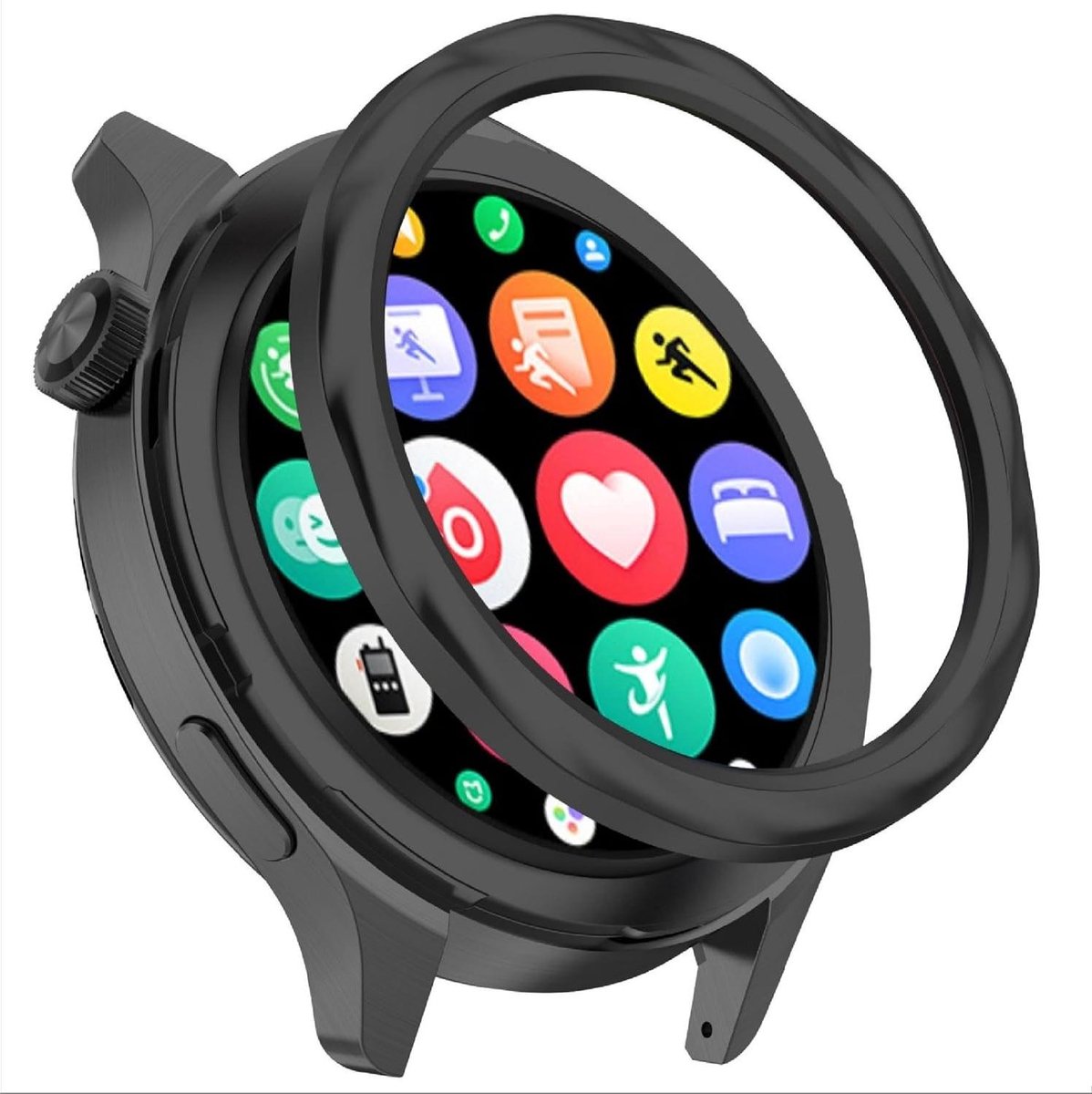 Styling Ring Compatibel met Smartwatch S4-S3, Beschermhoes Bezel Ring Aluminiumlegering - D-Zwart